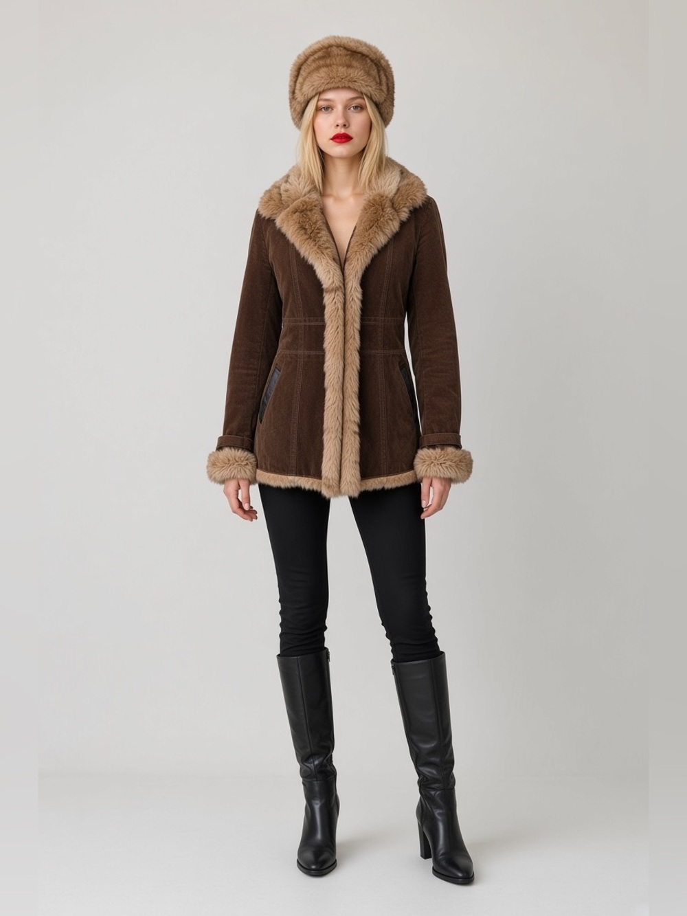 Burberry Brown Shearling-Trim Jacket